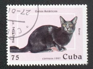 CUBA Sc# 3804 CATS domestic felines HONG KONG PHILEX 75c 1997 used