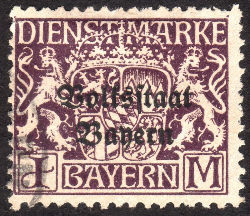 1920, Germany Bavaria, 1Mk, Used, Mi D43y