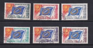 France  #1O10-1O15 used 1965-71 council of Europe blue and yellow flag