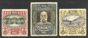 AUSTRIA #142-44 Mint NH - 1910 Birthday Hi-Values