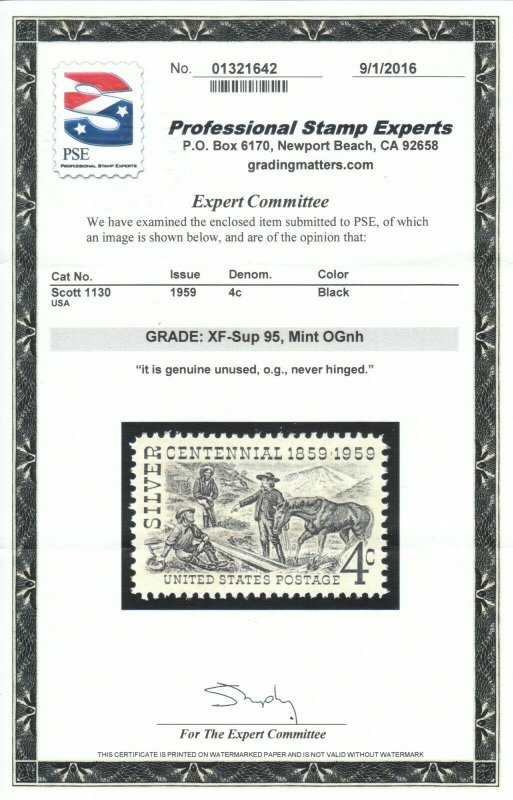 MOstamps - US #1130 Mint OG NH Grade 95 with PSE Cert - Lot # MO-1729 SMQ $25