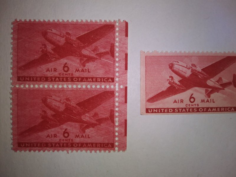 SCOTT # C25 EFO OVER INKED AIR MAIL TWIN TRANSPORT MINT NEVER HINGED GEM !!