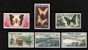 MALAGASY SCOTT C61-66 BUTTERFLIES MINT NH $39.25