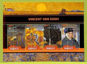B0240 - DJIBOUTI - MISPERF ERROR Stamp Sheet - 2022 - ART, VINCENT VAN GOGH-