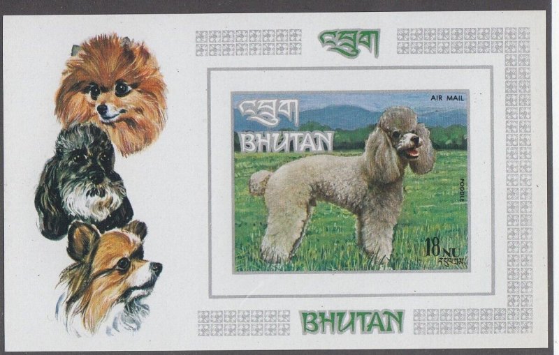 BHUTAN Sc 149N NH PERF & IMPERF SOUVENIR SHEETS of 1972 - DOGS 