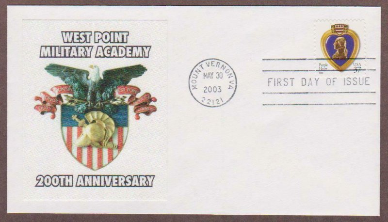 US # 3784 Purple Heart - Lakestamps Silk Cachet FDC - I Combine S/H