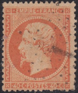 France 1862-71 used Sc #27 40c Emperor Napoleon III perfs