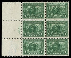 United States, 1910-30 #401 Cat$400, 1914 1c green, left margin plate number ...