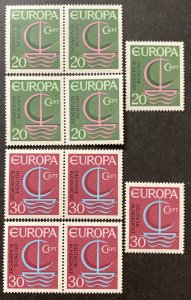 Germany 1966 #963-4, Europa, Wholesale Lot of 5, MNH, CV $2.50