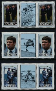 Dominica 970-2 Gutter Prs MNH Prince Andrew, Sarah Ferguson Wedding, Helicopter