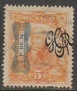 MEXICO 544, 5¢ Corbata + CARRANZA OVERPRINTS, USED. F. (1724)