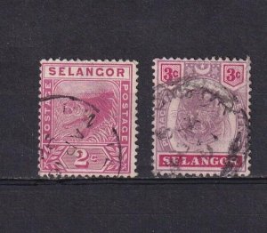 SA20a Selangor, Malaysia 1892 - 1894 selection of used stamps