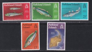 Falkland Islands # 334-338, Shelf Fish, NH, 1/2 Cat.