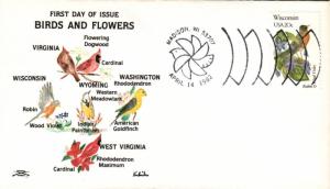 #2001 Wisconsin Birds - Flowers Colonial FDC