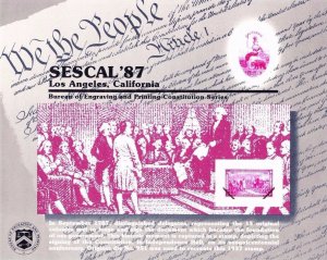 BEP Souvenir Card B110 SESCAL '87 Signing of U.S. Constitution Mint