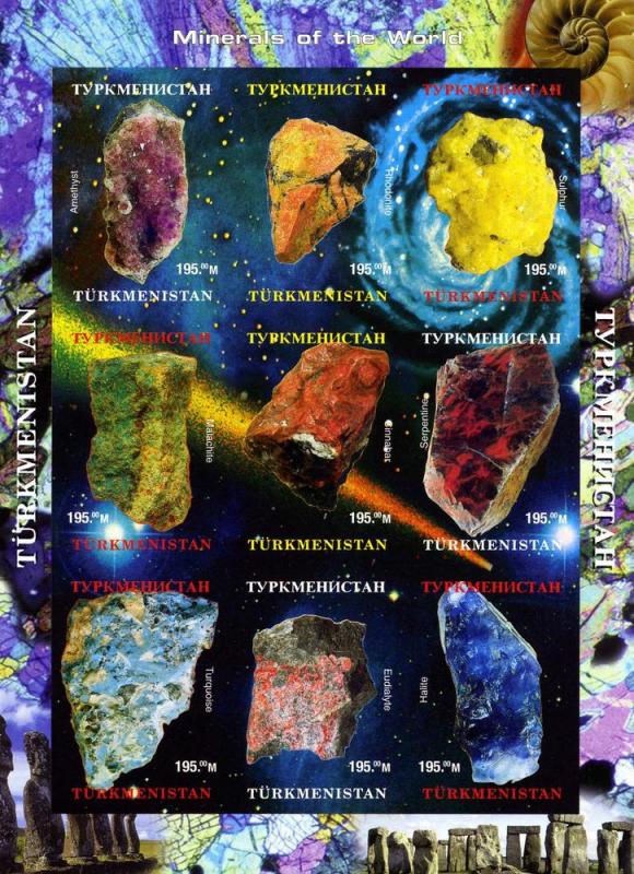 Turkmenistan 1999 Minerals Halley's Comet Sheet (9) Imperforated mnh.vf