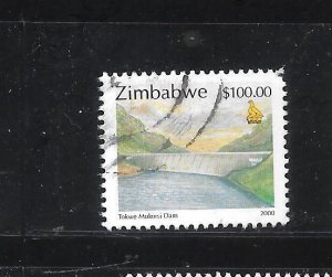 ZIMBABWE SC#  853 2000 $100 DAM DEFINITIVE POSTALLY USED XF RECENT  STAMP
