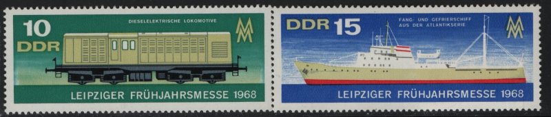 DDR, 990-991, MNH, 1968, DIESEL LOCOMOTIVE/ REFRIGERATOR FISHING SHIP