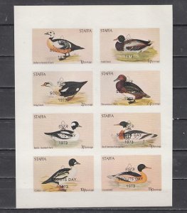 Staffa ScotlanLocal. 1973 issue. Bird sheet of 8 o/printed Scouts Day. IMPERF. ^