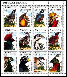 Angola 1996 MNH Sc #957 Sheet of 12 5500k Quails, Partridges, Pheasants Birds