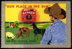 Vintage US Poster Stamp “Our Place In The Sun” Banner High Test Concentrated Lye