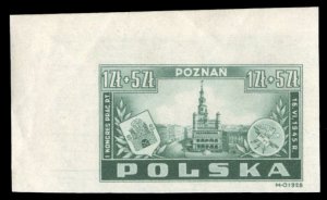 Poland #B40 Cat$90, 1945 Poznan, imperf. sheet margin single, never hinged, i...