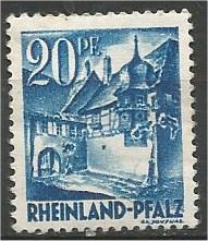 RHINE PALATINATE, 1947, used 20pf, St. Martin, Scott 6N7