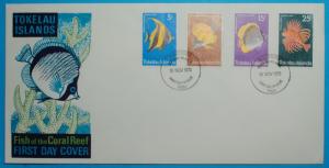 Tokelau Islands  #45-48  FDC Fish of the Coral Reef  8 5/8 x 4 3/8