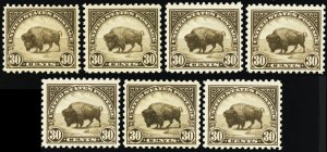 569, Mint F-VF LH 30¢ SEVEN PO FRESH Stamps CV $157. - Stuart Katz