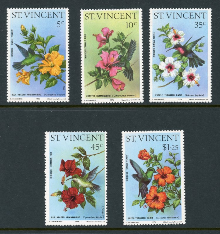 St. Vincent 465-469 MNH 1976 Birds & Flowers