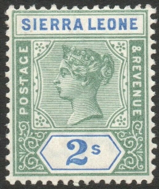 SIERRA LEONE-1896-97 2/- Green & Ultramarine Sg 51 LIGHTLY MOUNTED MINT V46267