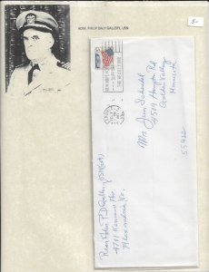 1967 Adm Philip Gallery USN Alexandria, Va to Golden Valley, MN w/Letter (54301)