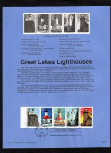 SP1150 Great Lakes Lighthouses, Souvenir Page FDC (#2973a)