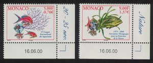 Monaco Corals Starfish Water plant Fish 2v Corners Date 2000 MNH