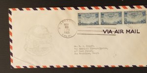 1935 San Francisco California USA Manila Pacific First Flight Air Mail Cover