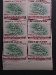 ​COMUMBIA-1956 SC#644 DOCKS-ATLANTICO MNH BLOCK OF 6 VF WE SHIP TO WORLDWIDE