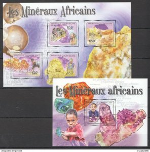 2011 Central Africa Nature African Minerals Crystals Kb+Bl ** Stamps Ca1042