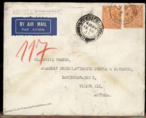 Great Britain 1933 Huddersfield Airmail Austria Rohrpost Pneumatic Cover 88942