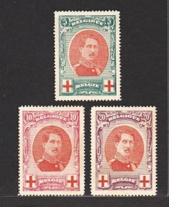 BELGIUM 1915 Red Cross, King Albert I (3v Cpt) MH, Toned Gum CV$50