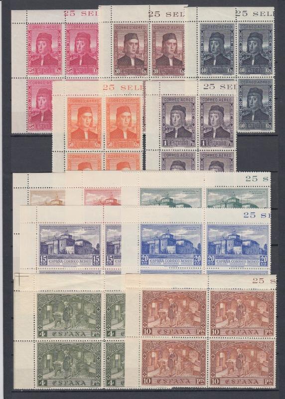 ESPAÑA 1930 Edifil 547/558 ** Bloque x4 Esquina de Pliego MNH Lujo