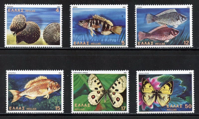 Greece 1397-1402 MNH, Sea Life Set from 1981.