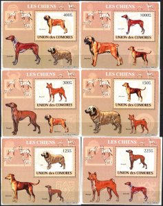 {118} Comoros 2009 Dogs 6 S/S Deluxe MNH**