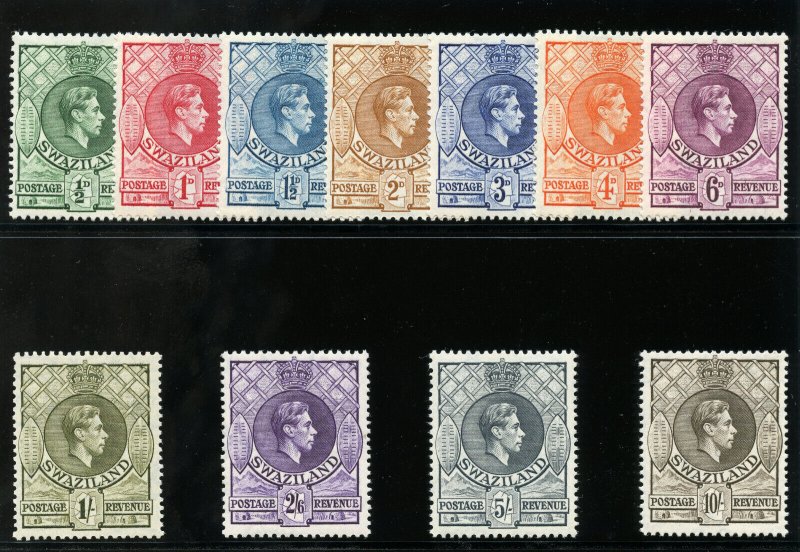 Swaziland 1938 KGVI set complete superb MNH. SG 28-38a. Sc 27-37. 