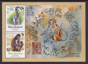 New Zealand 1914a Year of the Monkey Souvenir Sheet MNH VF