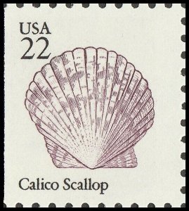 US 2120 Seashells Calico Scallop 22c single MNH 1985