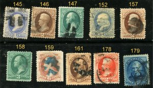 19th Century #145-46-47, 156-57-58-59, 161, 178-79 10 Diff⭐⭐⭐⭐⭐⭐