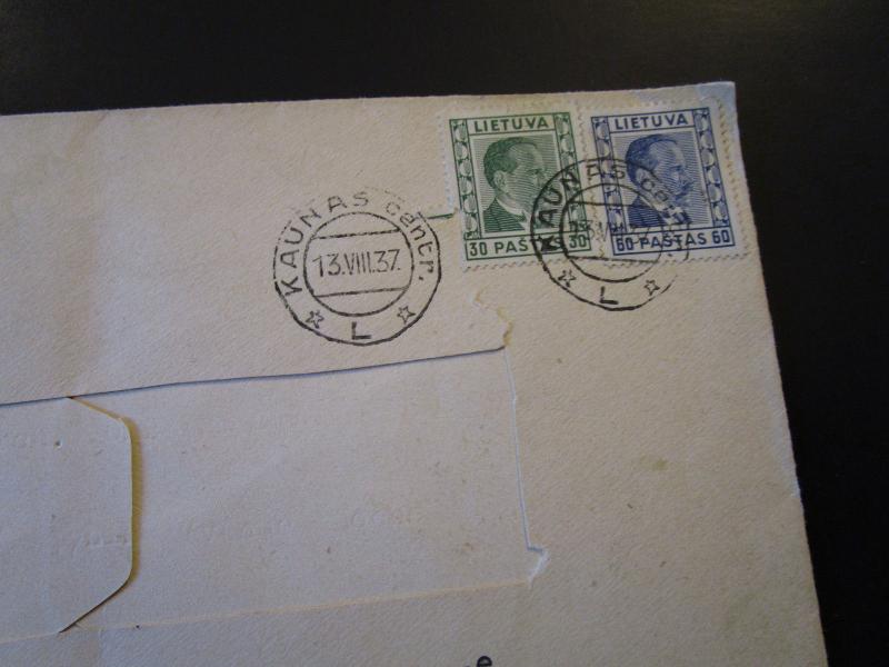 Lithuania 1937 Airmail Cover to France / Address Cut Out (I) - Z5385