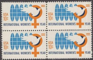 1975 International Women's Year Block of 4 10c Postage Stamps, Sc#1571, MNH, OG