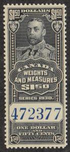 Canada 1930 Weights & Measures(# FWM68) MNH