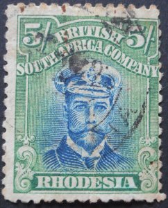 Rhodesia Admiral Die IIIA Five Shillings SG 255n used